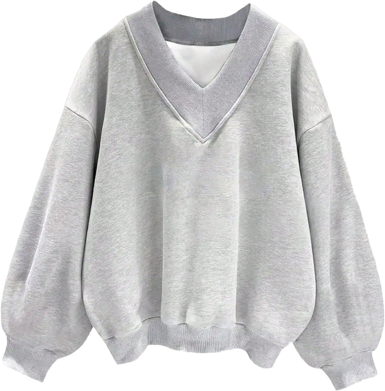 Women’s Sweatshirt Long Sleeve V Neck Drop Shoulder Sweatshirt Pullover Tops Fall Outfits Trendy
