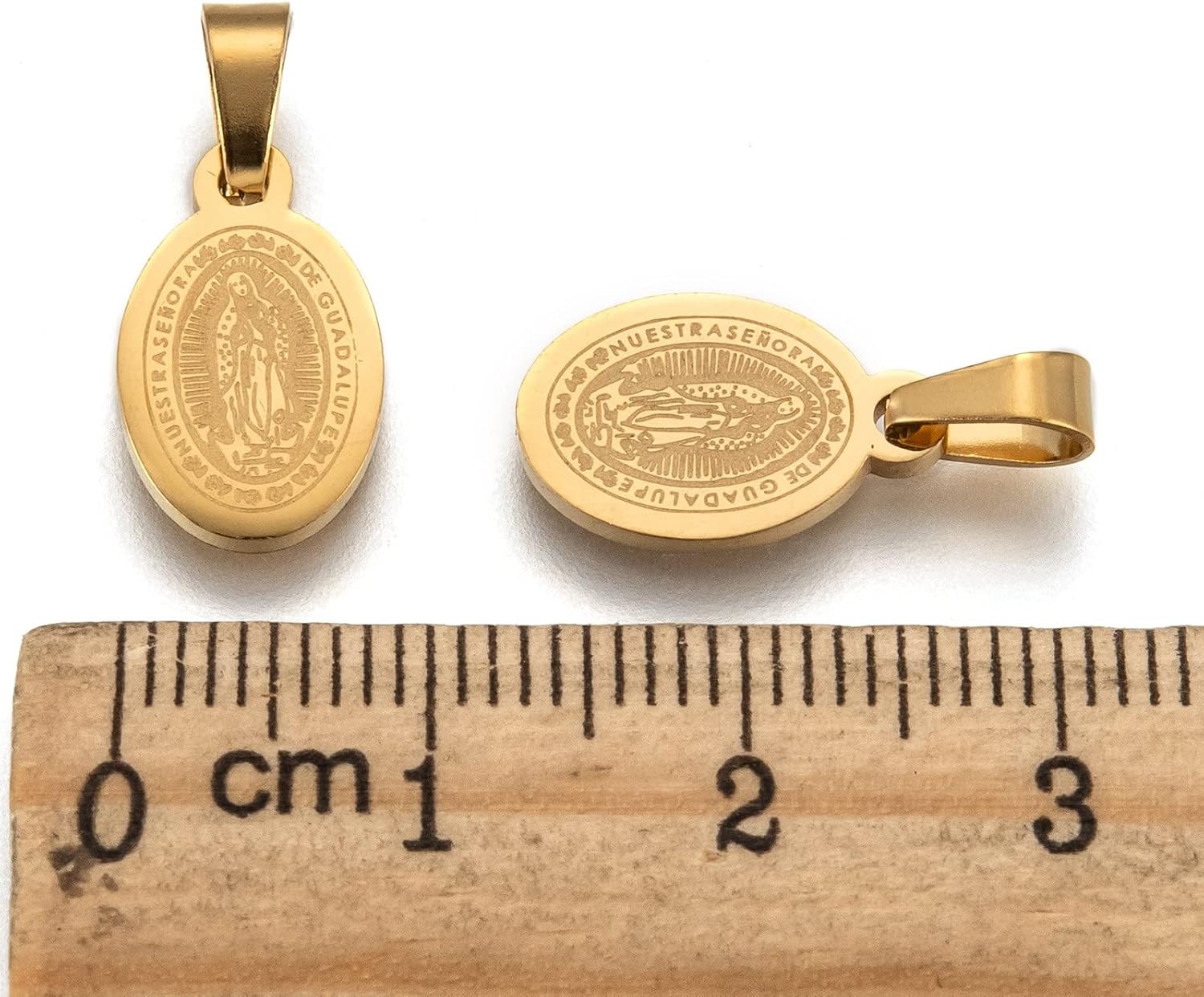 Beadthoven 20pcs Stainless Steel Virgin Mary Charms Pendants Oval Golden Miraculous Medal Charms Rosary Centerpiece Pendants for DIY Necklace Jewelry Making 13.5x8mm
