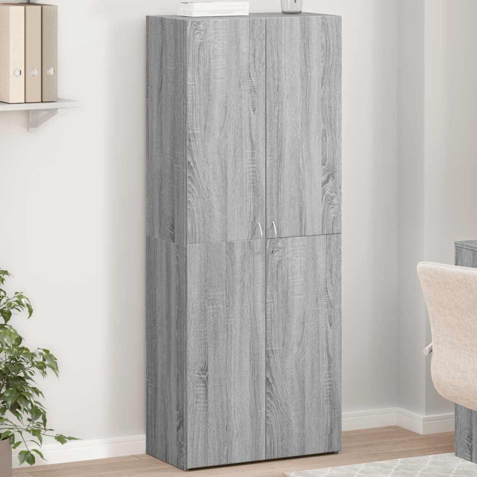 Aktenschrank 4-Fach Grau Sonoma 60x32x153 cm Holzwerkstoff staubgeschützt für Büroorganisation