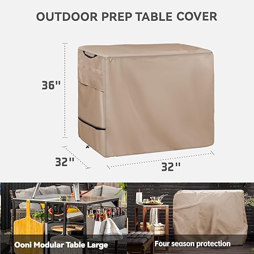 Miniatura 65 de Funda de comedor al aire libre, funda impermeable resistente para mesa de trabajo plana Royal Gourmet PC3401S y PC3401B, compatible con carrito