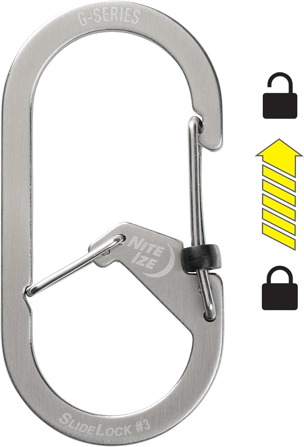 Nite Ize G-Series SlideLock Dual Chamber Carabiner - Key Holder & Organizer with SlideLock - Heavy-Duty Carabiner Clip for Car Keys, Keychain Accessories & More - Size 3, Stainless Steel (3 Pack) image 2