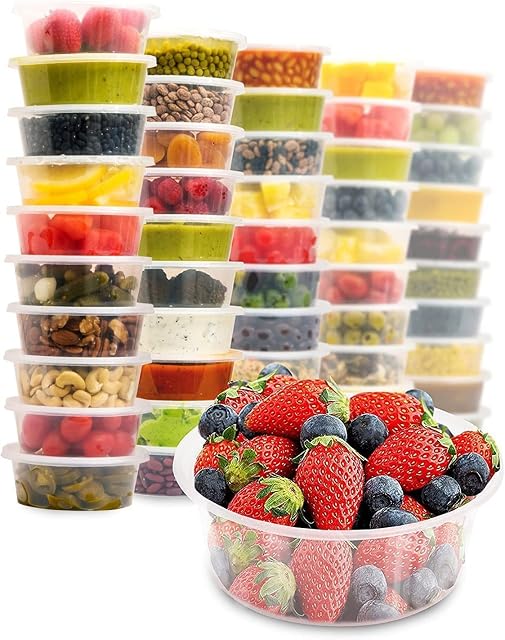 Zuvo Plastic Soup Containers with Lids - 16 OZ (50 Pack) - Perfect Round Plastic Food Storage Containers for Soup - Reusable, Leakproof Tubs, BPA Free
