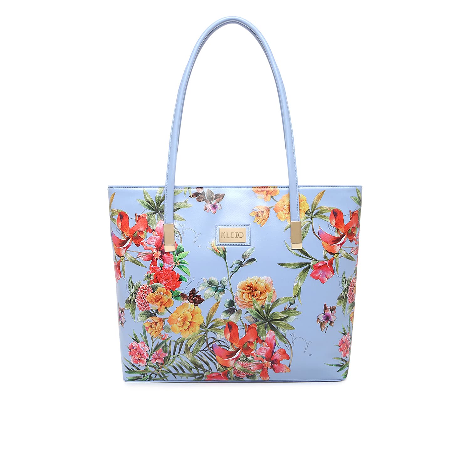 KLEIO Floral Leather Tote Bag for Women (Turquoise) with Polyester Lining & Zip Closure| Spacious, Durable & Versatile Bag for Girls | Suitable for Everyday use, Travel, Office & Shopping (B0987HS69S) Amazon Price History, Amazon Price Tracker