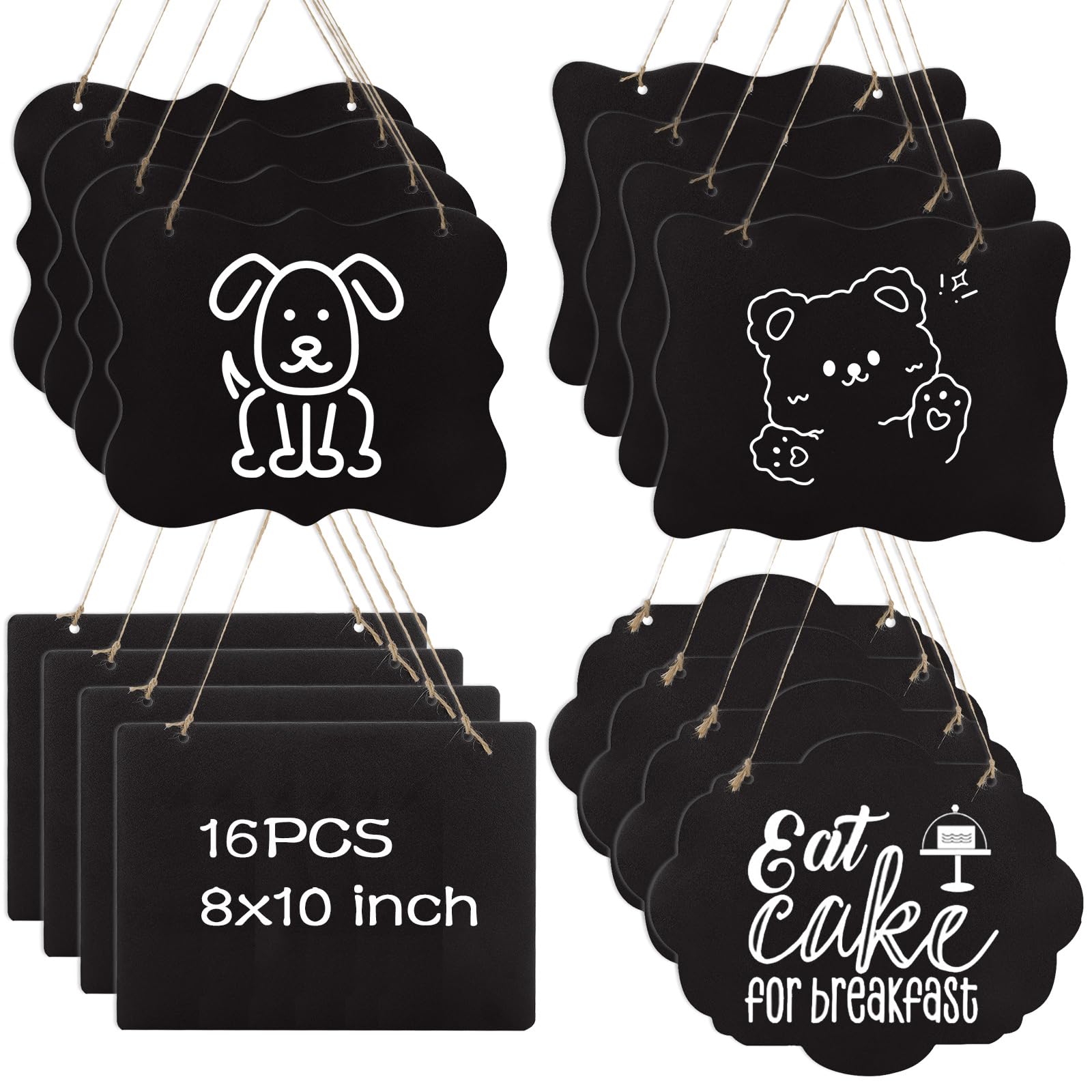 12 Pack Double Sided Hanging Chalkboard Signs With String Wood Chalkboard Price Tags Memo Message Sign Erasable Message Board For Home Weddings Kitchen Party Event Label Wave 9 X7