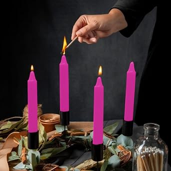 Vrinda 4 Mini Chime Ritualスペル無香テーパキャンドル – ピンク、20のセット