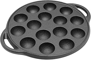 Cast Iron Takoyaki Pan, Takoyaki Maker, Takoyaki Pan Cooking Grill Pan with 15 Molds (9" 15 Molds)