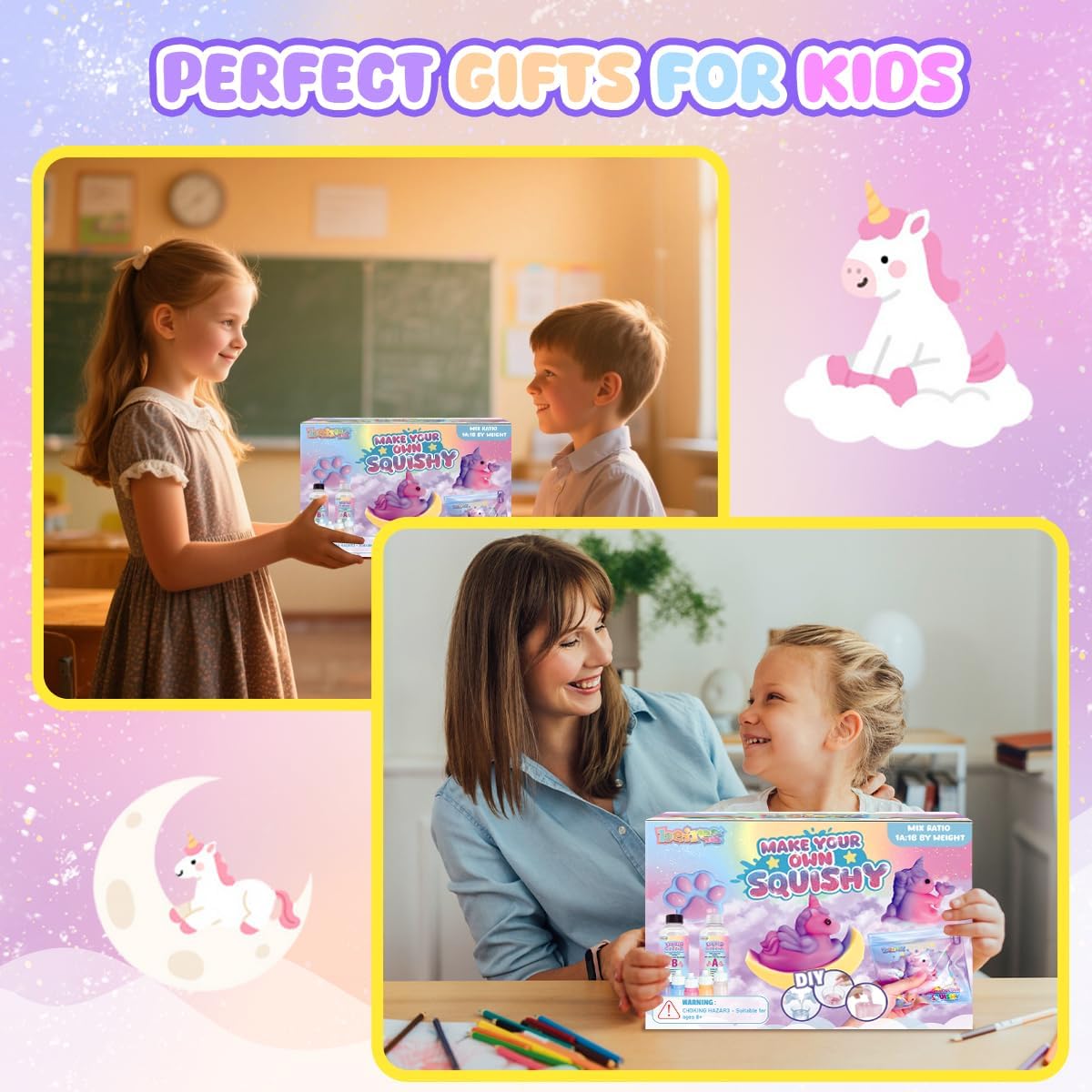 Taba Squishy Maker Kit, Make Your Own Squishies Unicorn&Cat Paw with Silicone and Molds, DIY Stress Relief Novelty Squeeze Toys for Kids Party Birthday Gifts