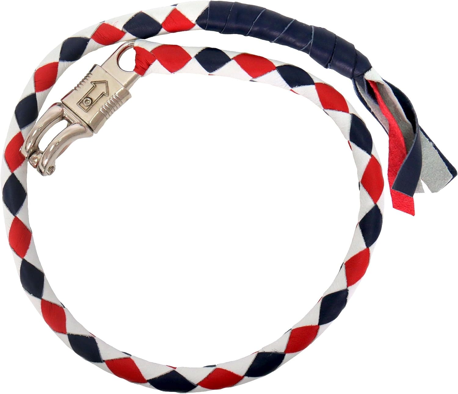 Hot Leathers "Get Back" Red, White, and Blue Genuine Leather Whip