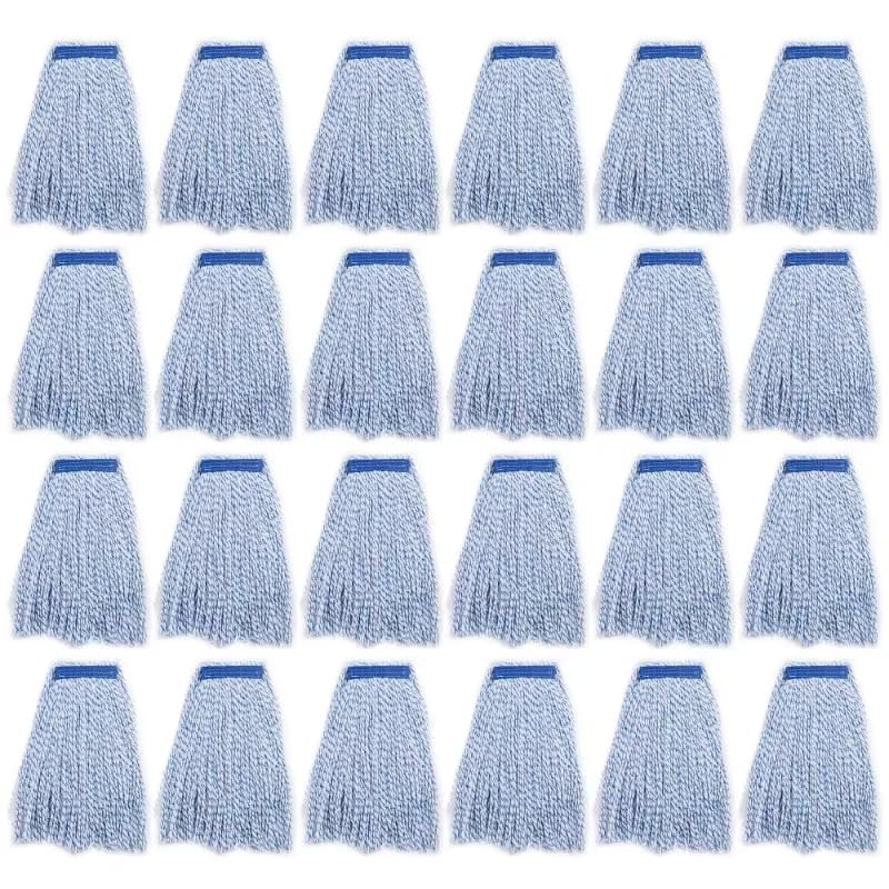 Matthew Cleaning Looped-Open Cotton Wet Mop 1.25'' Universal Headband Heavy Duty Commercial Mop Head Replacement for Indoor&Outdoor Use,Grease Stain Floor Cleaning String Mop Head Refills Pack of 24