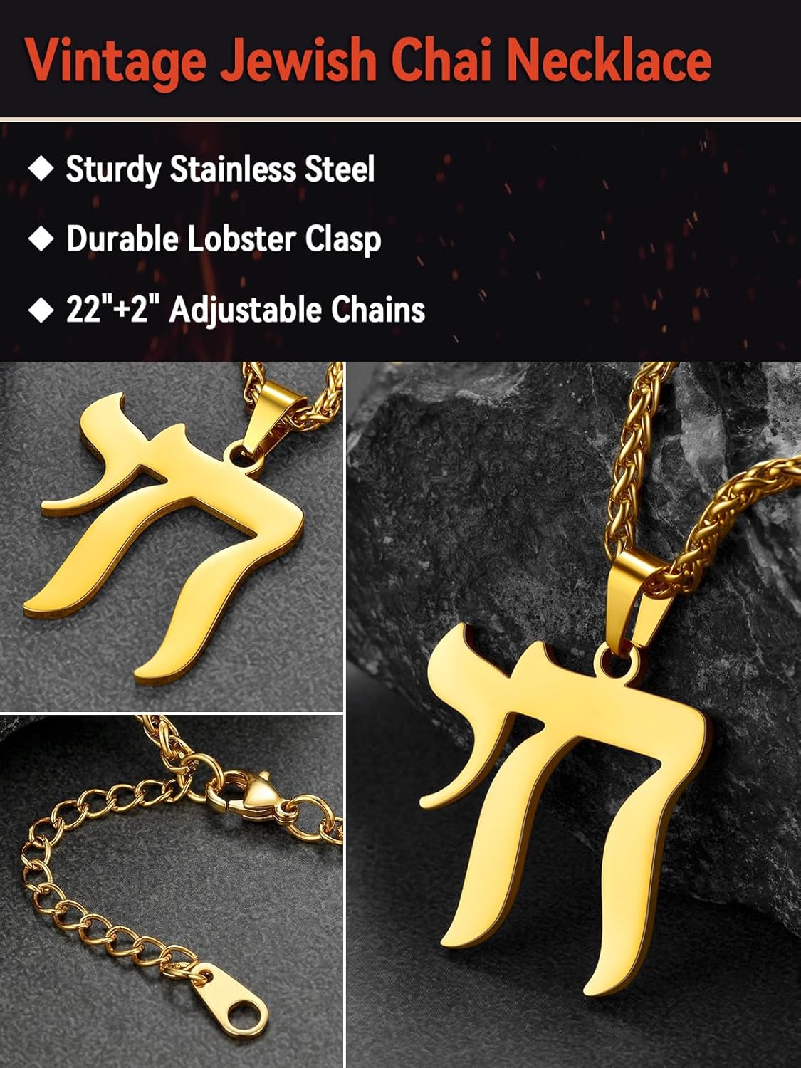 FaithHeart David of Star Necklace for Men Women, Jewish Star Pendant Necklace Stainless Steel Hebrew Amulet Jewelry, Gift Box - Image 4