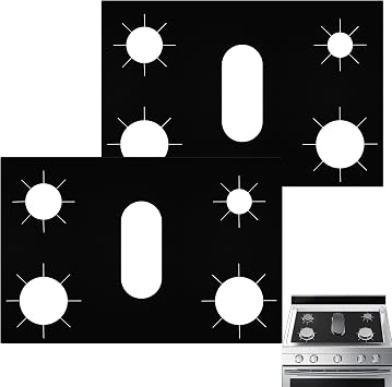 Stove Top Liners for Gas Burners compatible with Samsung Stove Top Protector Replacement, upgrade Stove Protectors for Gas Stove Top Reusable Easy to Clean 2PCS