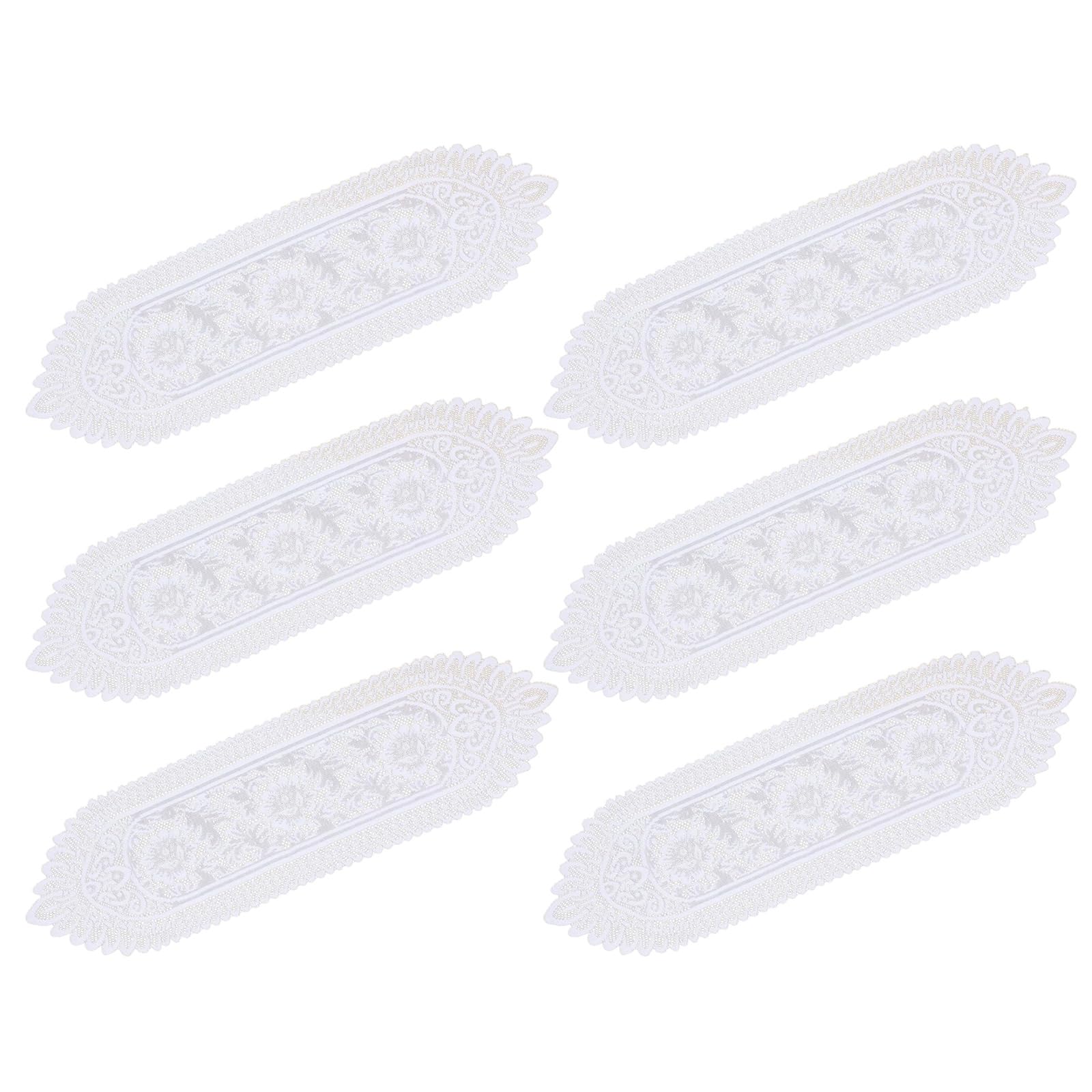 Nucelit 6Pcs Elegant Lace Table Runners Set Crocheted Floral Design Dresser Scarf Doilies for Dining Wedding Party Decoration Crochet Table Runners