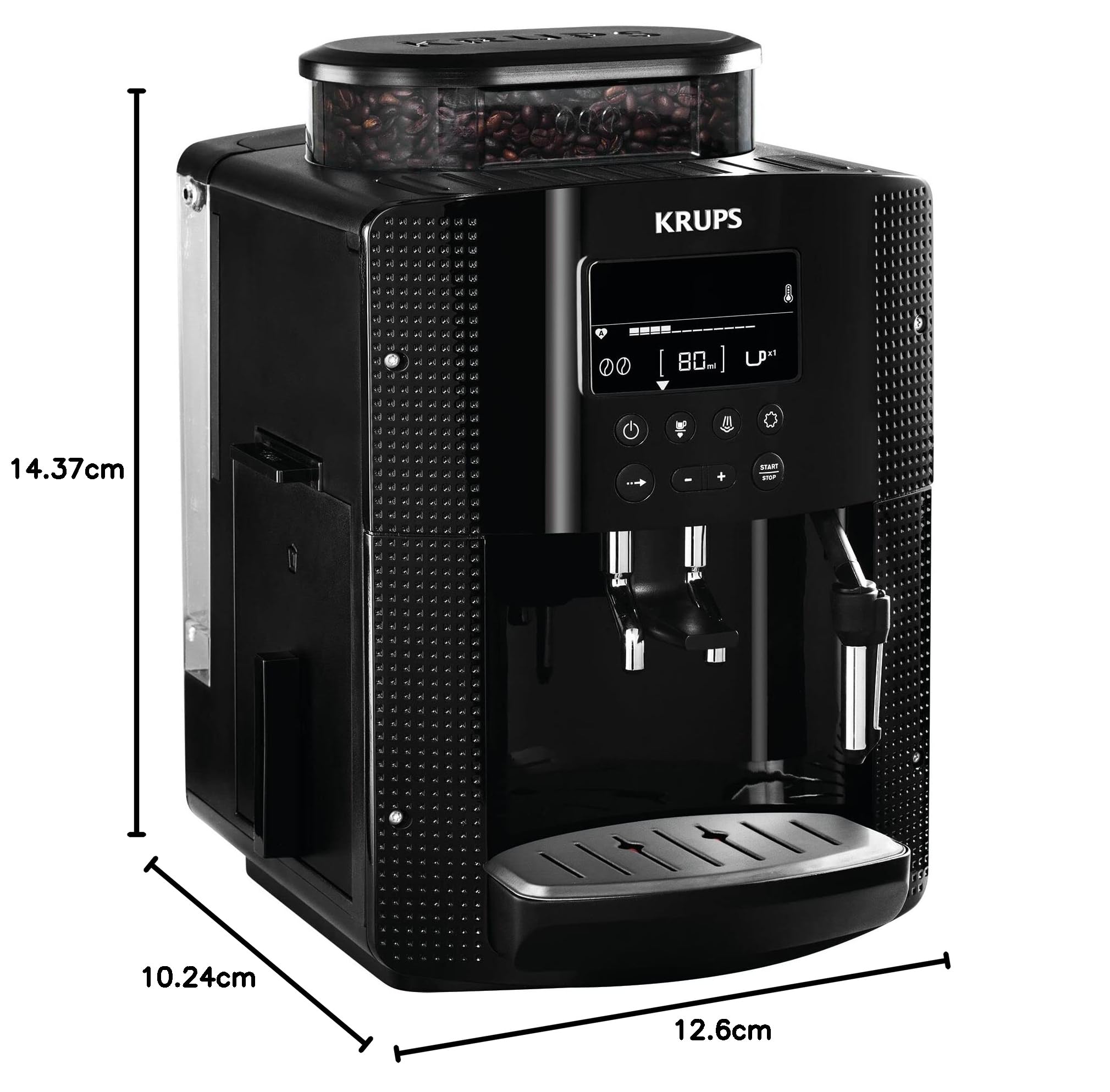 Krups EA8150 Essential Macchina da caffè Automatica, Arabica, Display, 1450 W, 1 Decibel, Nero