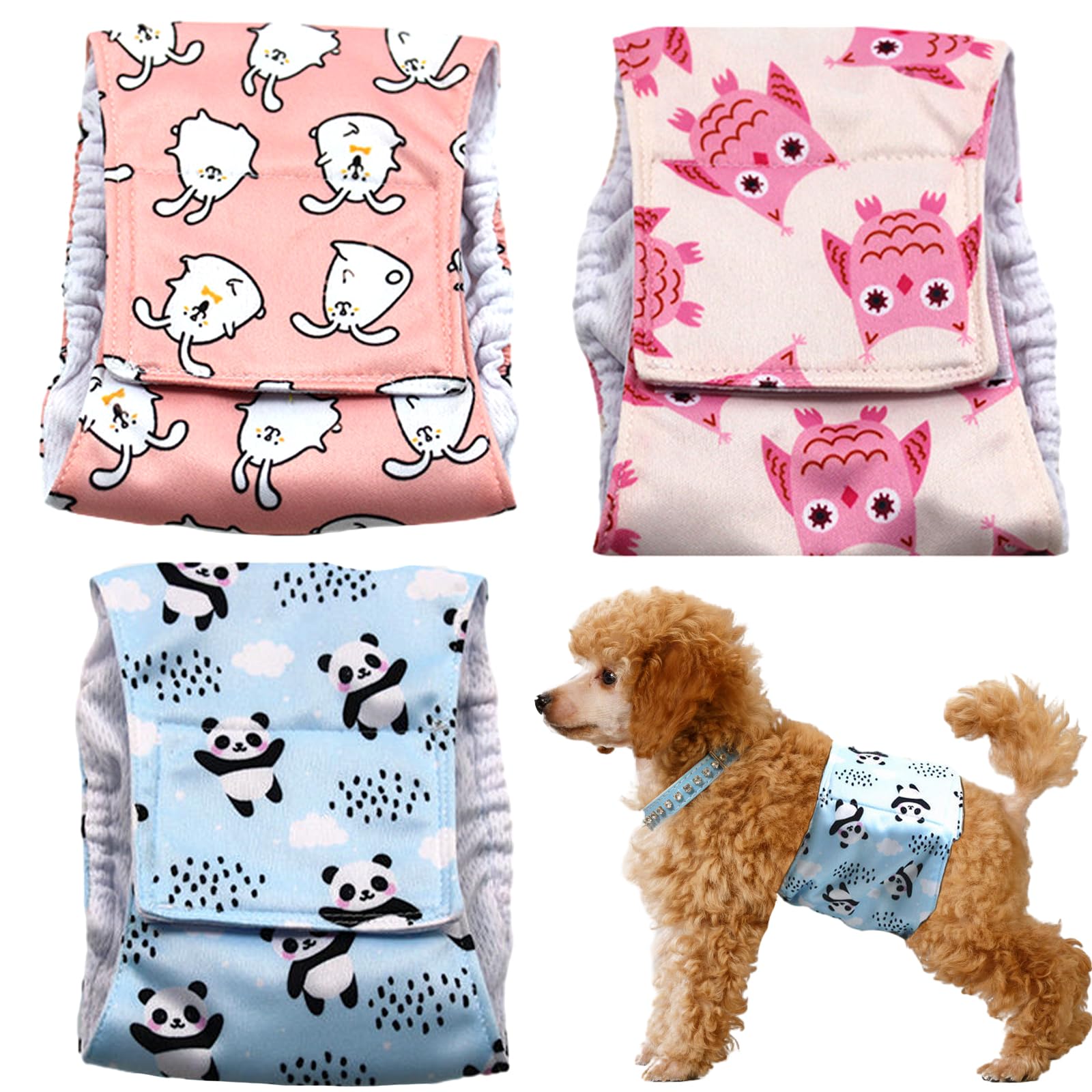 3 Piezas Reutilizables Pañales Set, Altamente Absorbentes Pañales para Perros, Lavables a Máquina Ecológicos Braguitas para Perros Macho, Incontinencia (S)