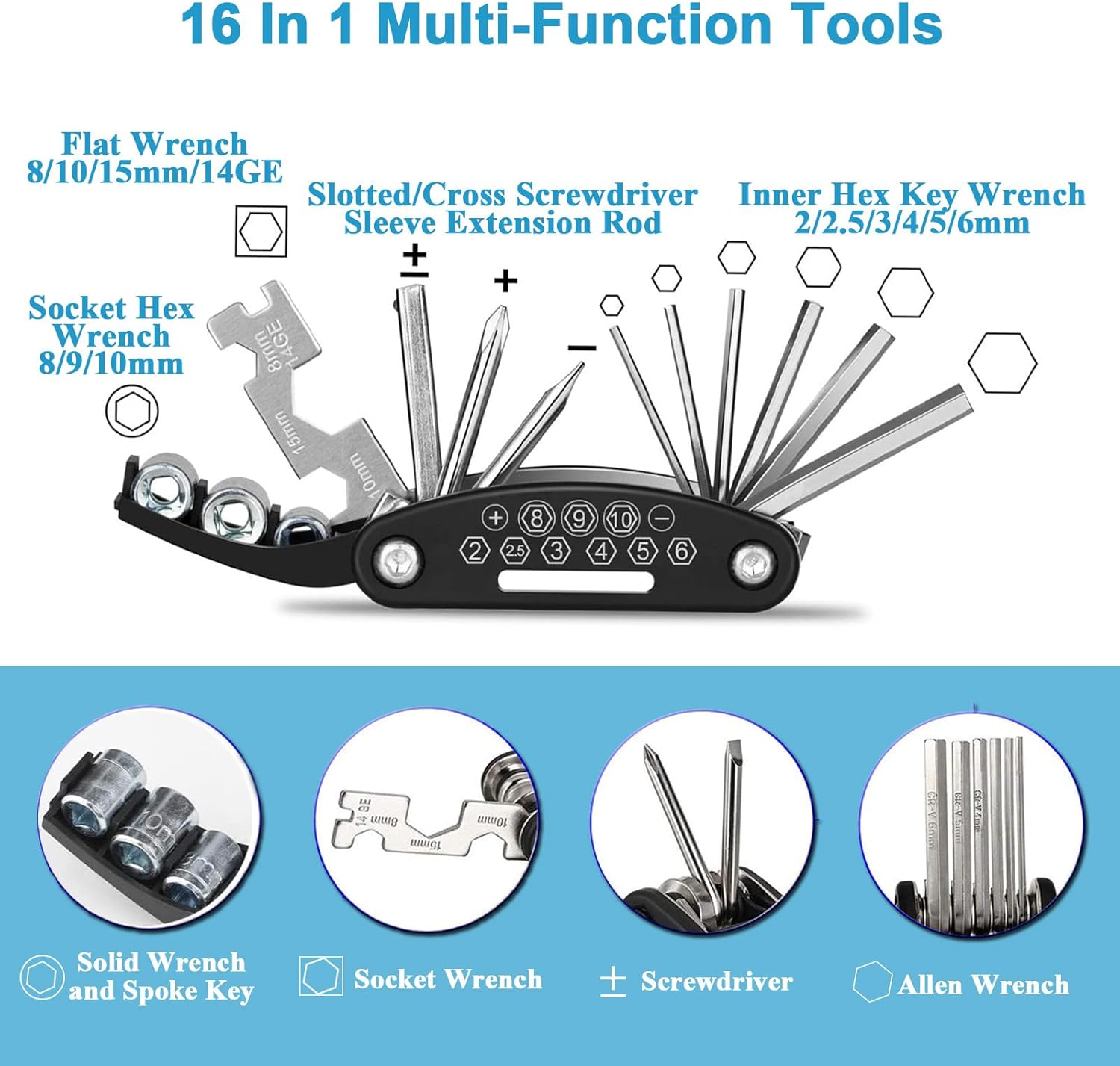 Kitbest Fahrrad Reparaturset: Das 16-in-1 Multitool für jede Fahrradtour!