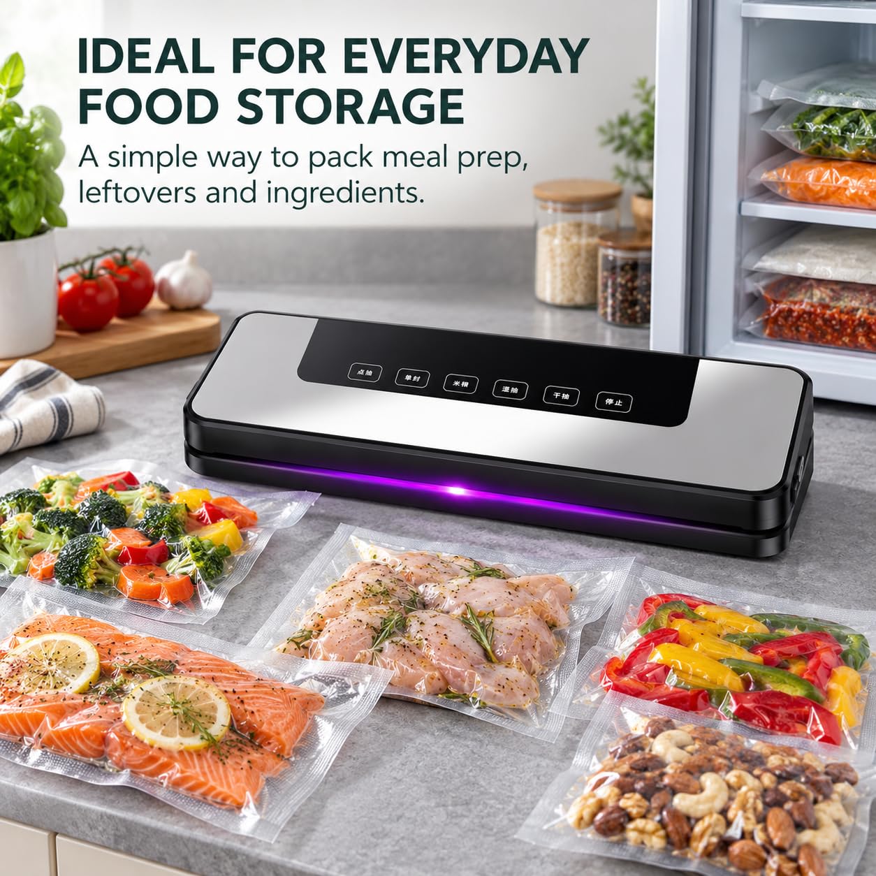Máquina automática de envasado al vacío para alimentos para almacenamiento