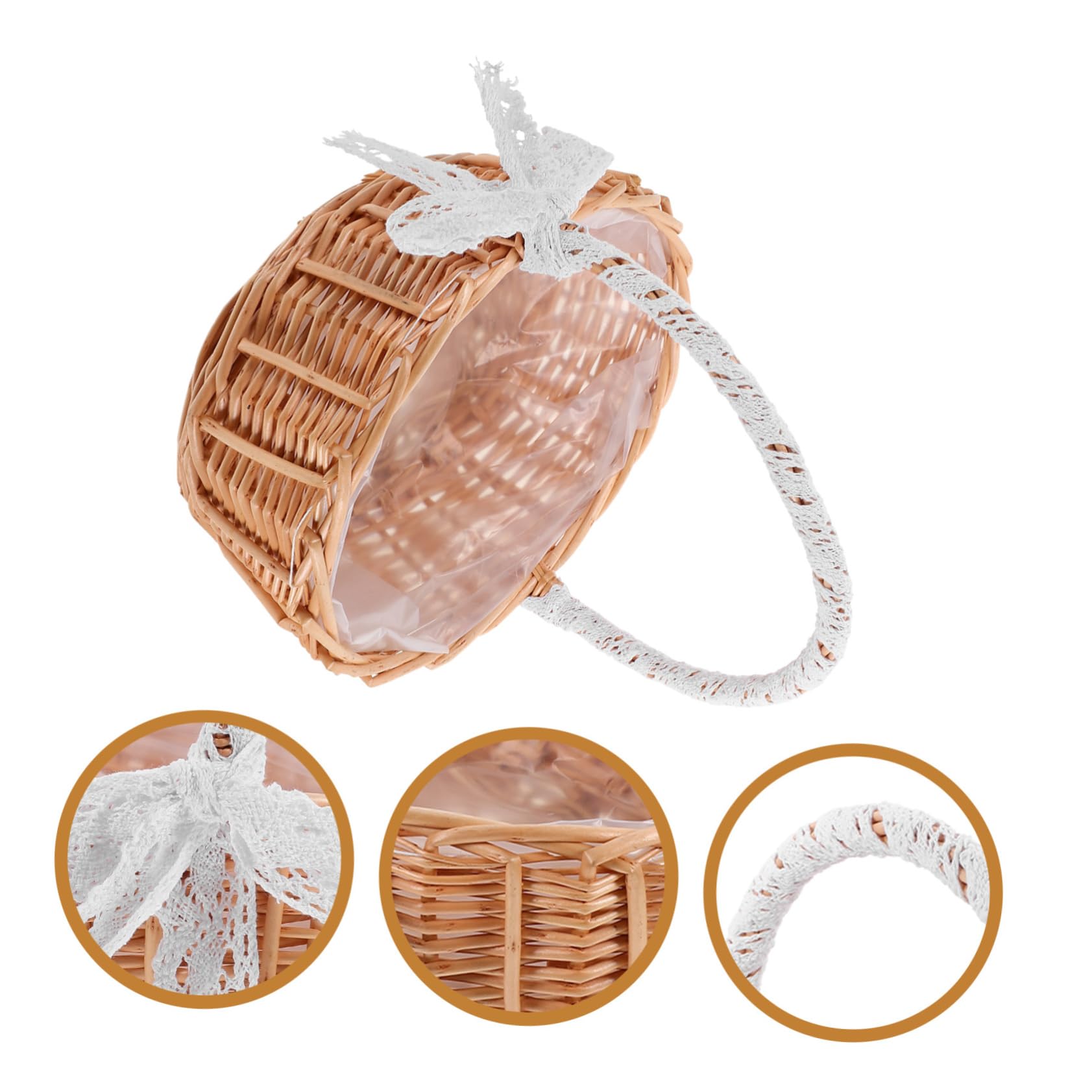 Yardwe 2pezzi Cesta Portatile Per Fiori Rattan Intrecciato Con Manici Pizzo Organizzazione Elegante Per Casa e Ufficio Per Bagno Armadio e Craft Area