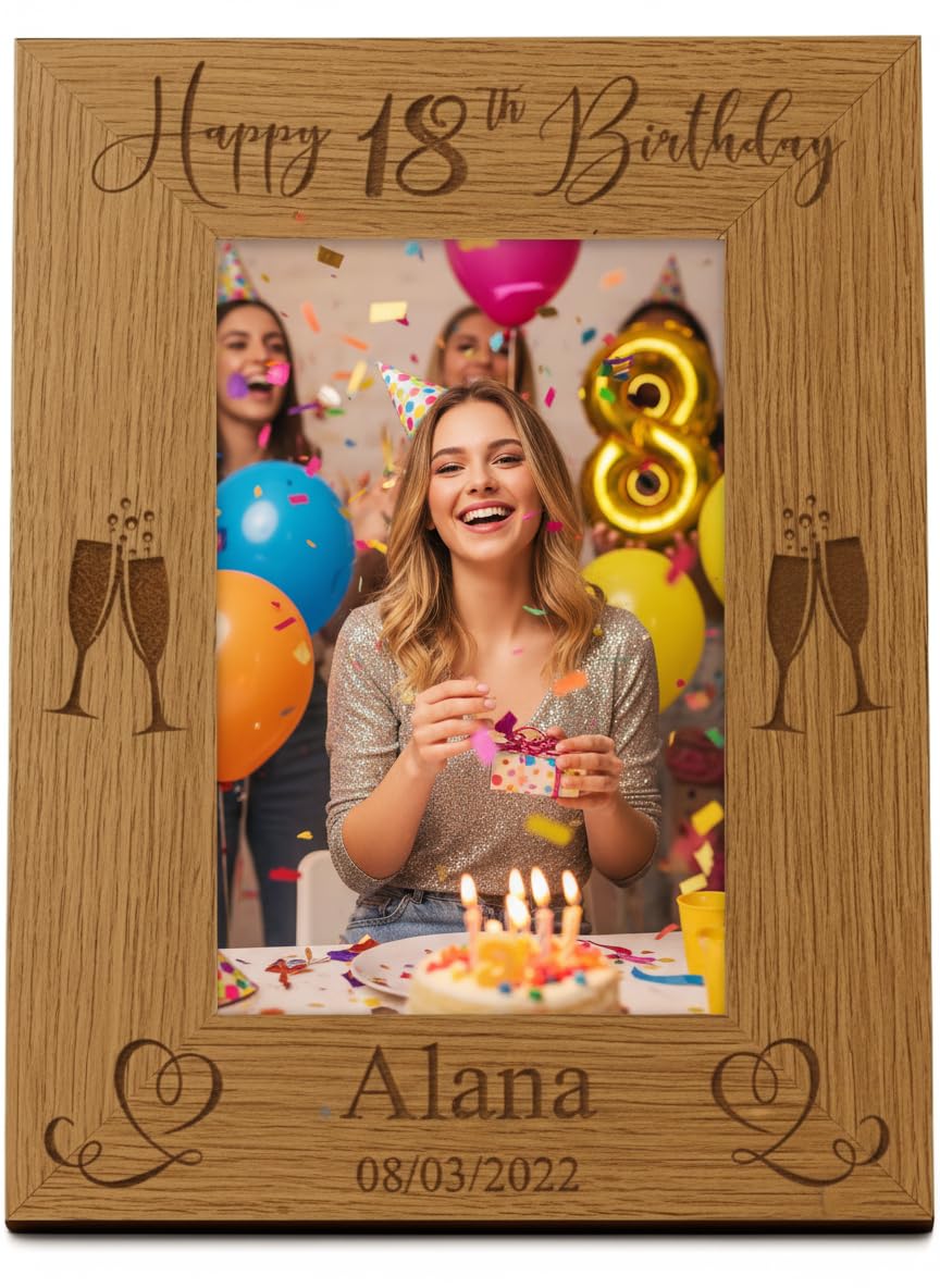 Ukgiftstoreonline Brown Personalised Portrait Birthday Photo Frame Gift 13Th, 16Th, 18Th, 21St, 30Th, 40Th, 50Th, 60Th, 70Th, 80Th, 90Th, 100 (5 X 7)