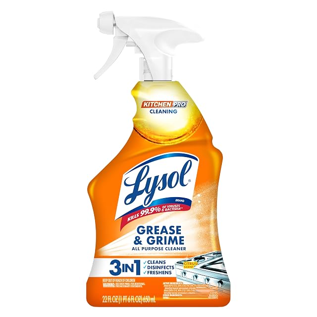 Lysol Pro Kitchen Spray Cleaner and Degreaser Antibacterial All Purpose Cleaning Spray for Kitchens Countertops Ovens and Appliances