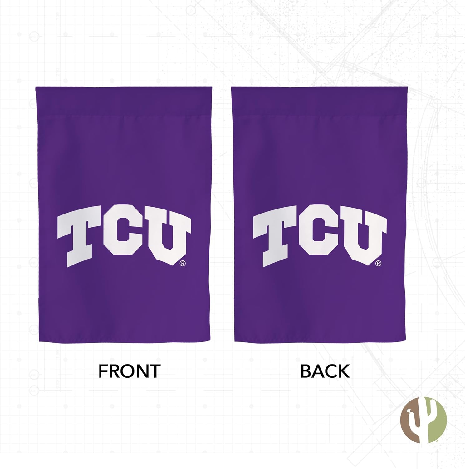 Desert Cactus Texas Christian University TCU Garden Flag – 19 x 12 inch TCU Horned Frogs Banner, For Outdoor Display and Events (Design F) - Image 2