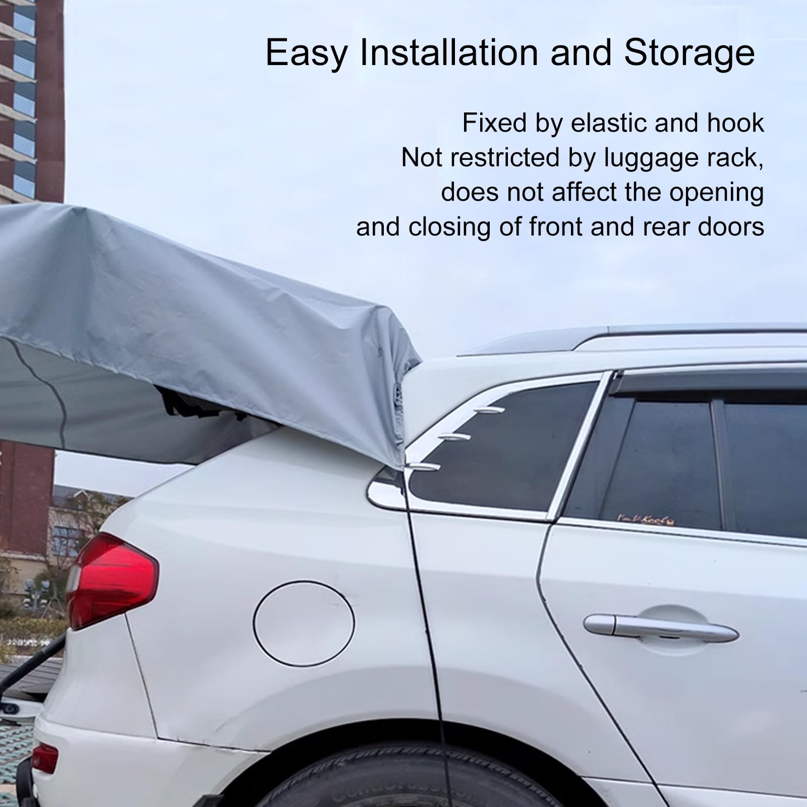 Toldo Furgoneta Camper Trasero para Coche, Toldo Camper Lateral Portátil Exterior, Tela Oxford Impermeable de 3000 Mm, UPF50+, Apto para SUV, Furgonetas y Coches
