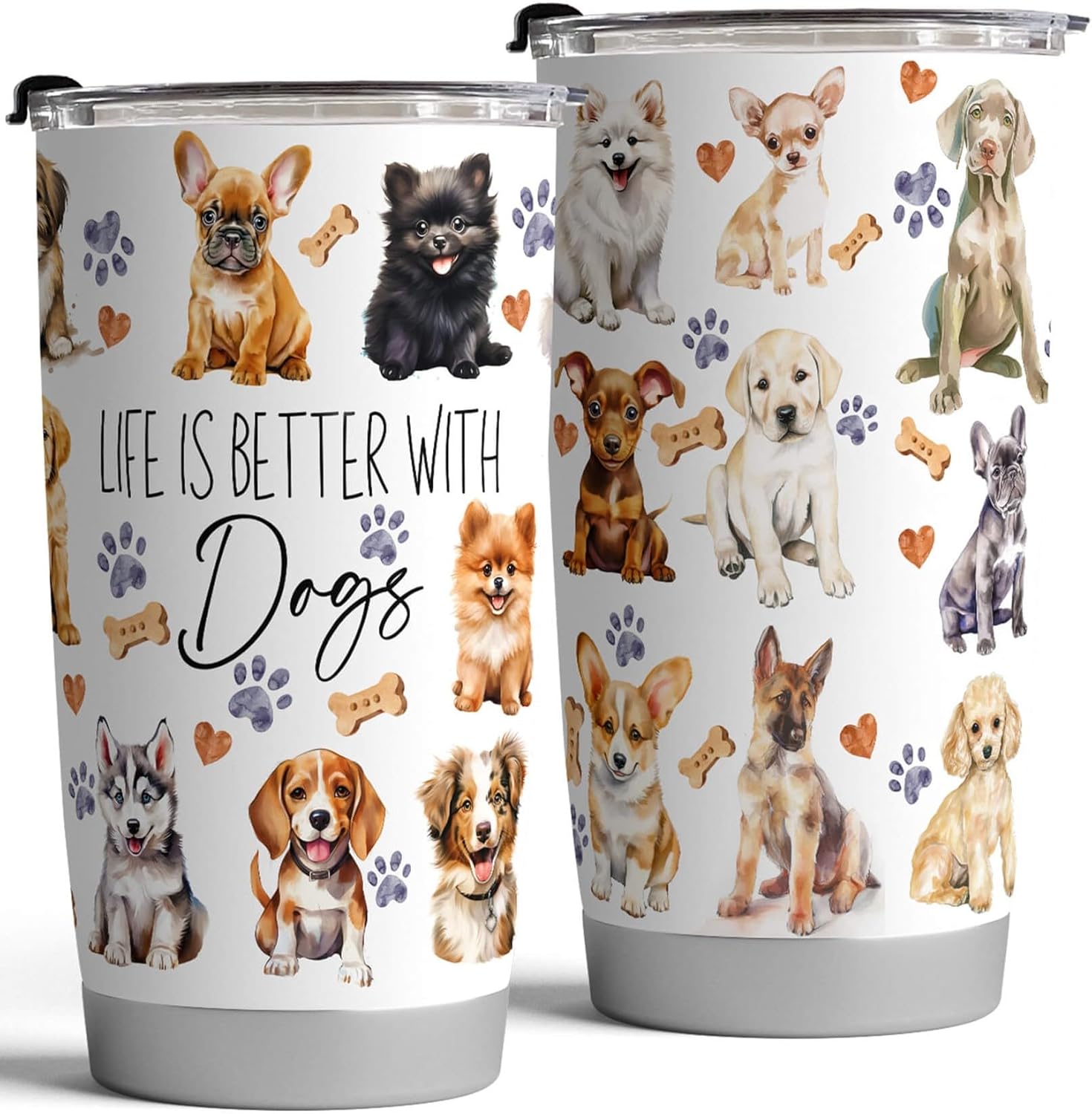 Fancyfams Dog Tumbler 20 oz Stainless Steel Cup, Dog Mom Gifts for Women Mug Men Puppy Lover Gifts Mama (Better With Dogs) - Image 7