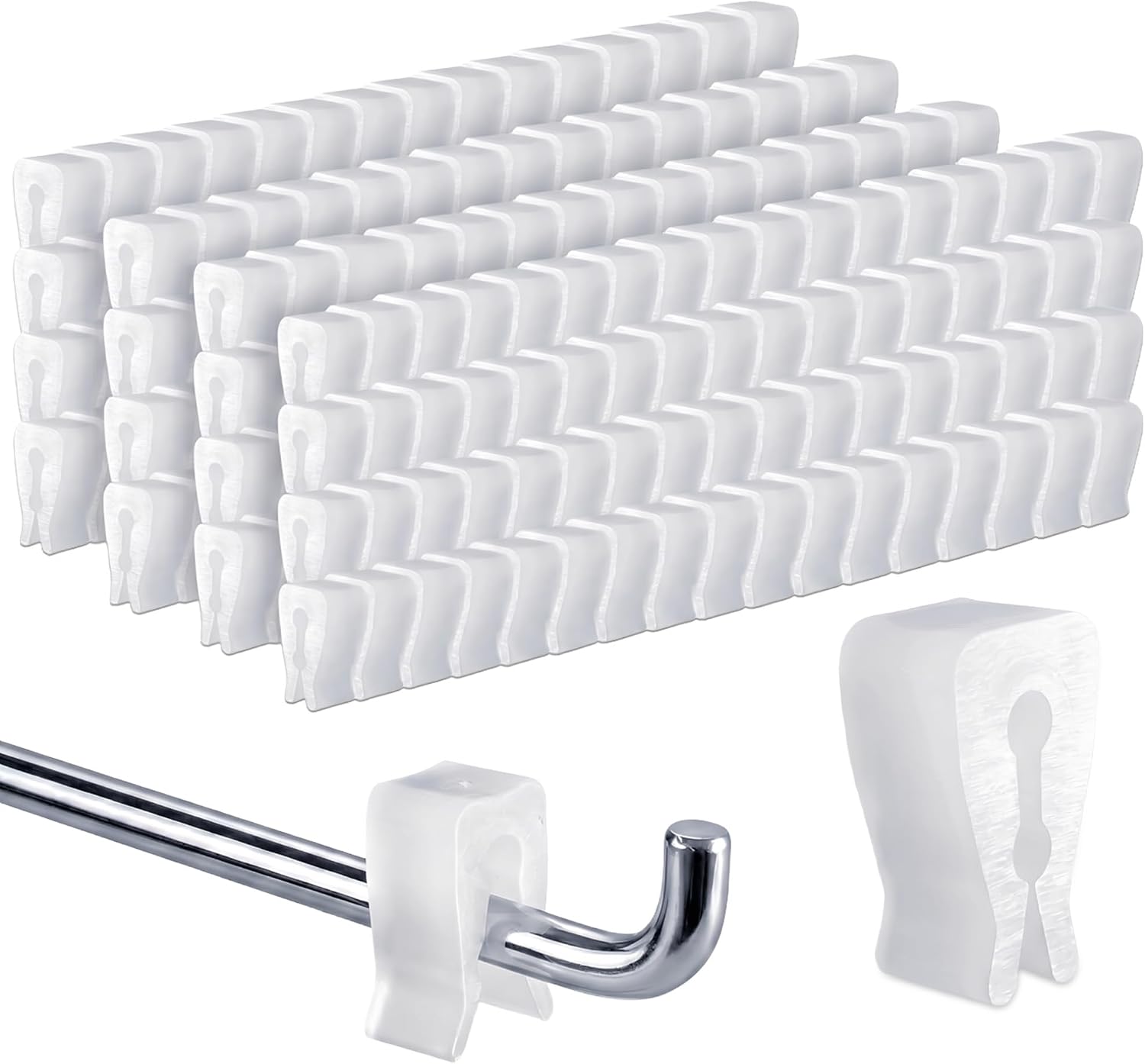 Clip Strip Inventory Control Clips, 100 Pack, Peg Hook Product Stoppers, Fit .15" to .25" Diam. Plastic or Metal Hooks, Inexpensive Product Display Control, Pegboard Accessories, Corp.