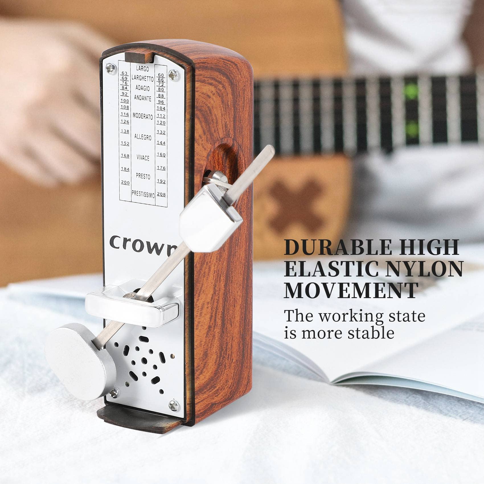 Mini metronomo meccanico per chitarra, pianoforte, violino - Alta precisione volume colore teak