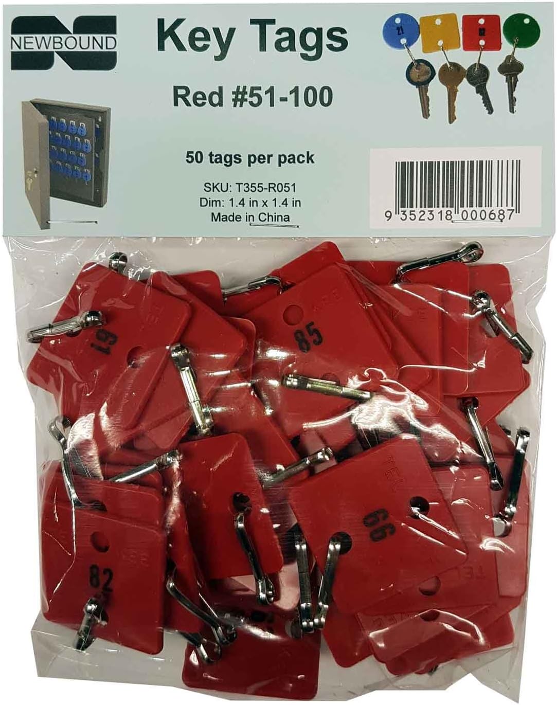 Numbered Key Tags #51-100 (Red)