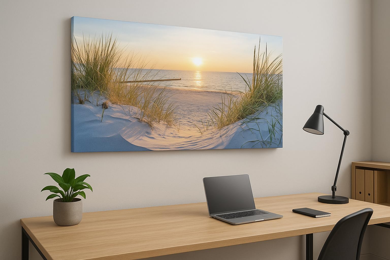 Paul Sinus Art Sonnenuntergang an der Ostsee 120x 60cm Panorama Leinwand Format Wandbilder Wohnzimmer Wohnung Deko Kunstdrucke