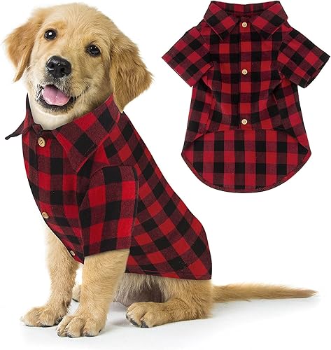 Traje de perro de búfalo a cuadros, ropa casual suave para perros y gatos pequeños a grandes - Rojo, XL - Halloween, Acción de Gracias, disfraz de
