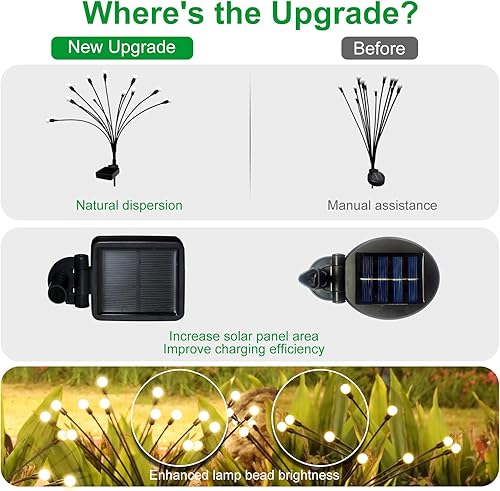Miniatura 2 de Luces solares de jardín para exteriores, paquete de 4 luces solares de luciérnaga de 12 LED, impermeables, luces solares para exteriores, jardín,