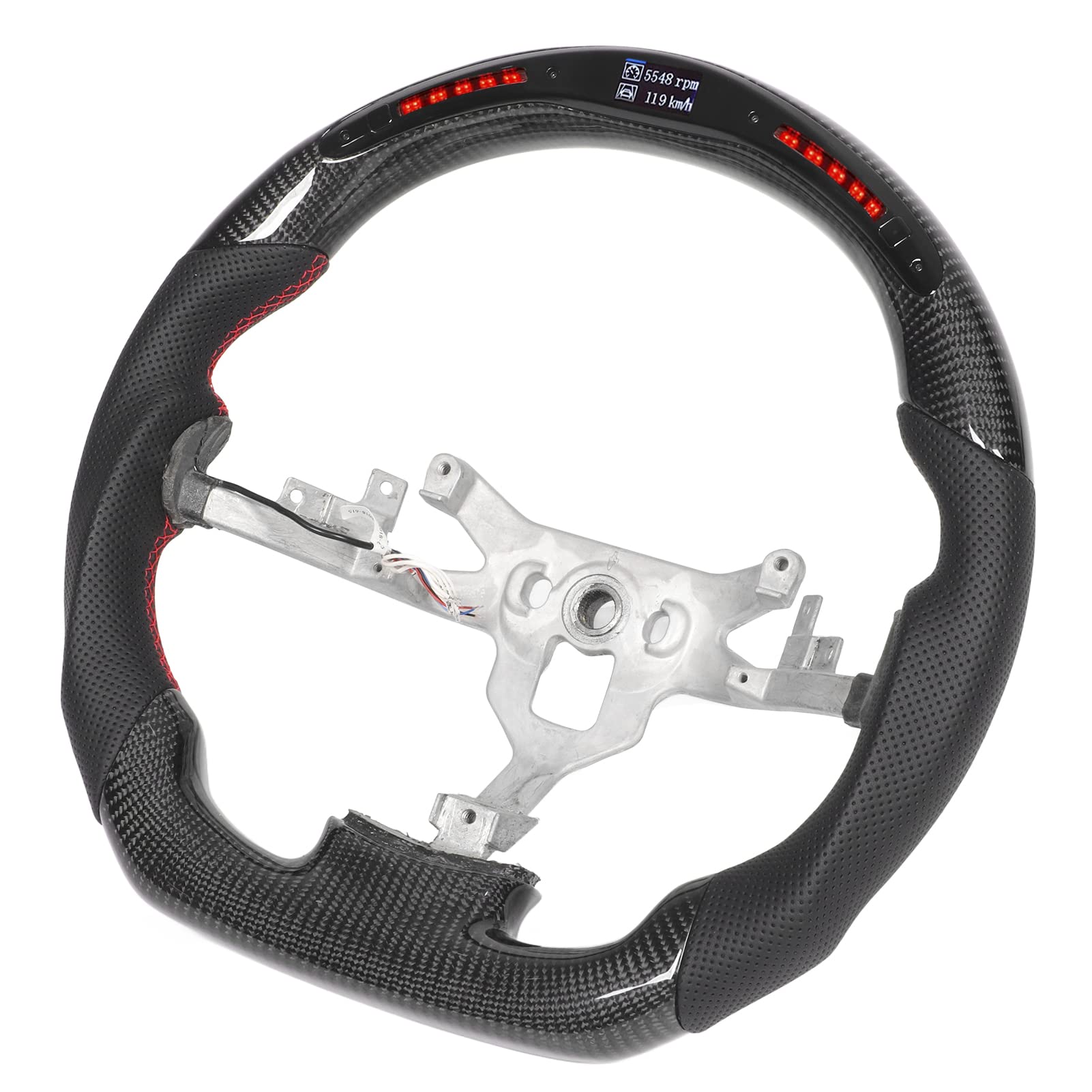 D Type Steering Wheel, Adjustable RGB Racing Anti Oxidation LED Carbon Fiber Steering Wheel for Car Replacement for C6 05‑13