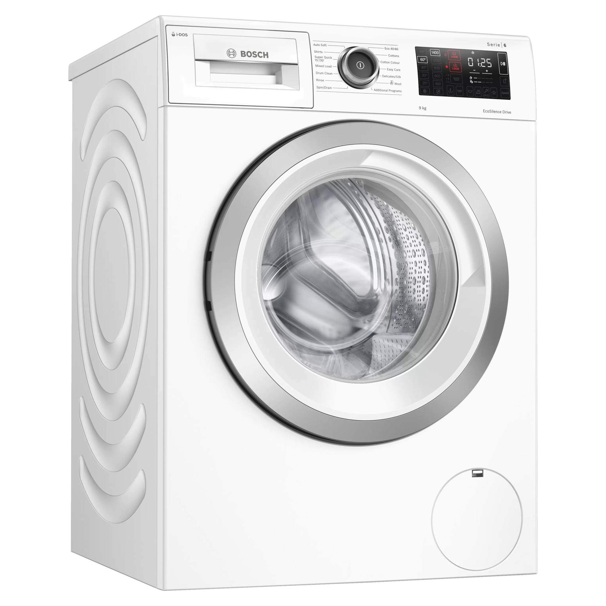 Bosch WAU28PH9GB Serie 6 Freestanding Washing Machine with i-Dos, Home Connect and SpeedPerfect, 9kg load, 1400rpm spin, White [Energy Class C]