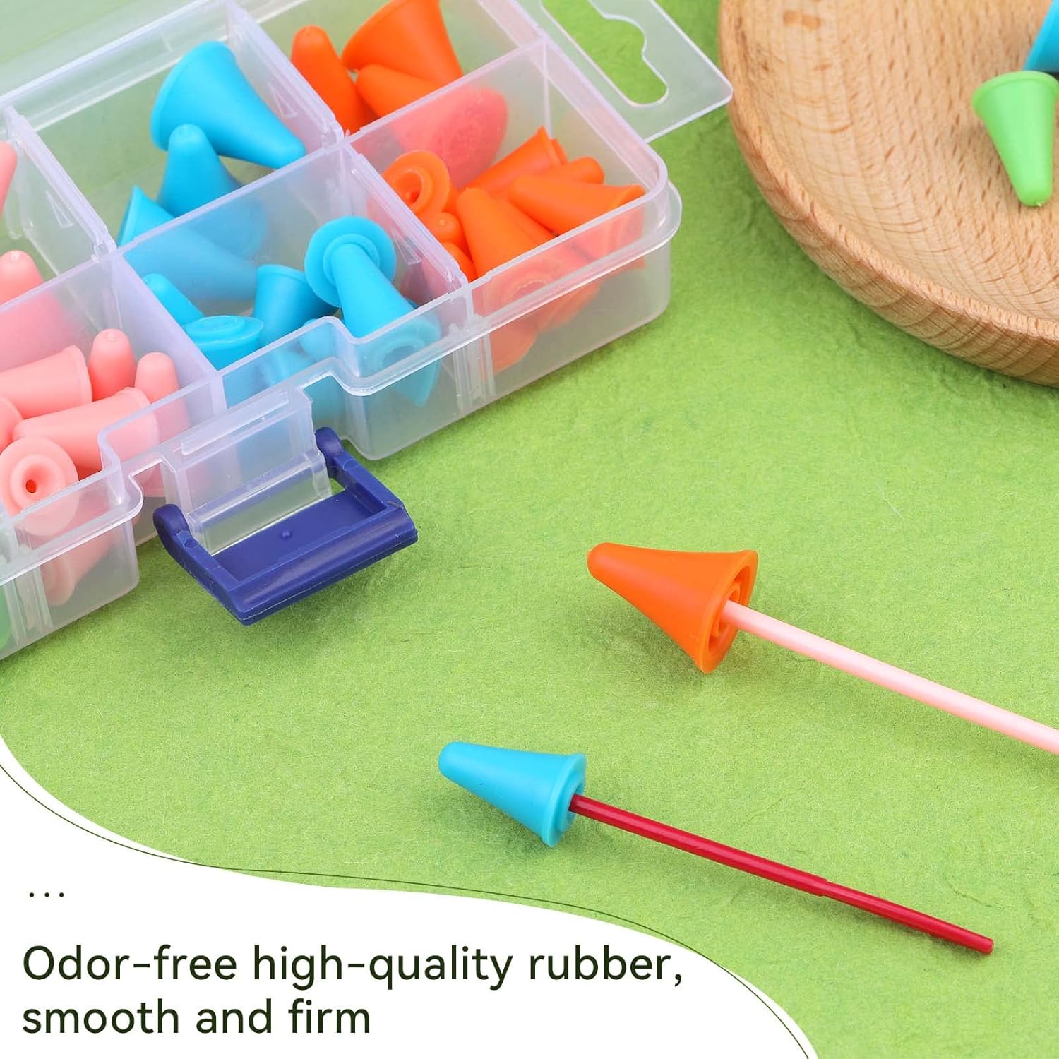 56 PCS Colorful Knitting Needles Point Protectors/Stoppers with Plastic Box, Include 40 Small & 16 Large, Knit Needle Tip Covers for Beginners Knitting Craft DIY - Image 5