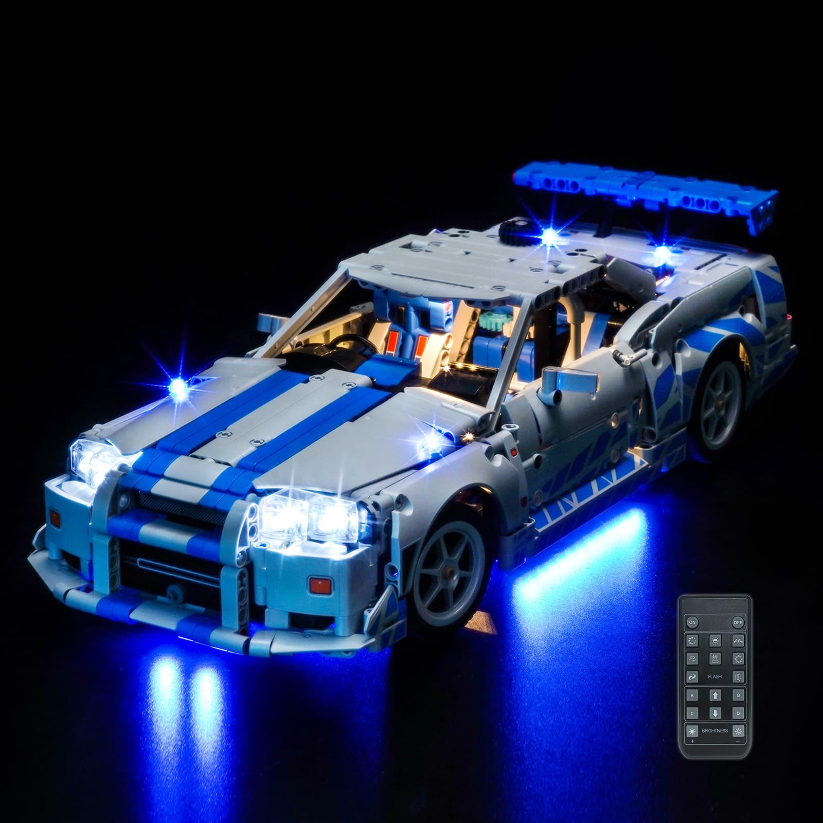 LocoLee RC Led Light Set Compatible with Lego 42210 2 Fast 2 Furious Nissan Skyline GT-R (R34) Car Led Decoration Lighting Kit Compatible with Lego 42210 Building Blocks Model,Only Lights Se