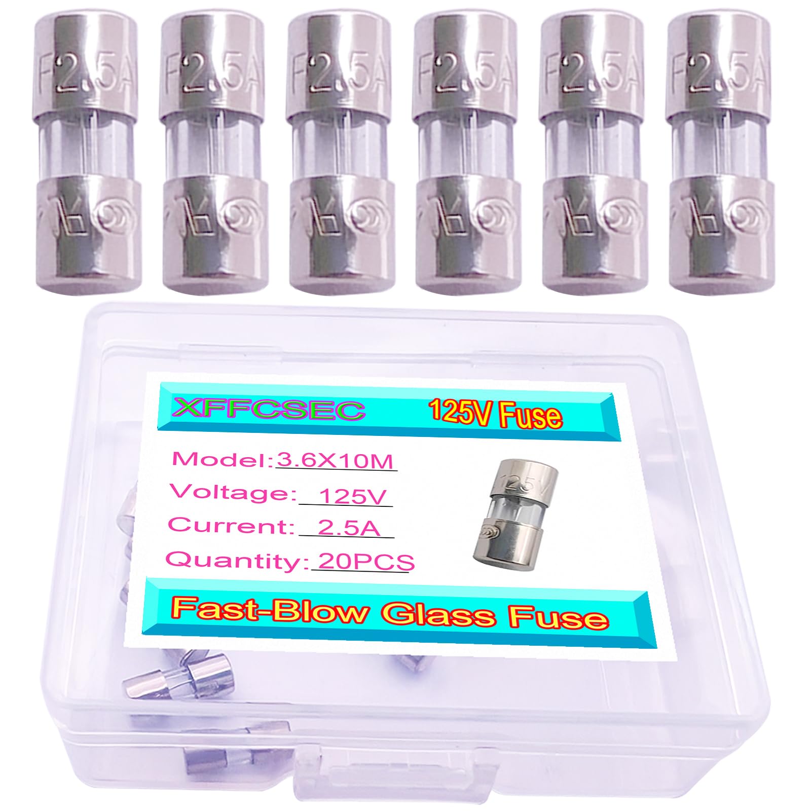 10 Pack 6.3A Ceramic Fuses - Fast Acting 5x20mm Cartridge Fuses 250V For Electronics