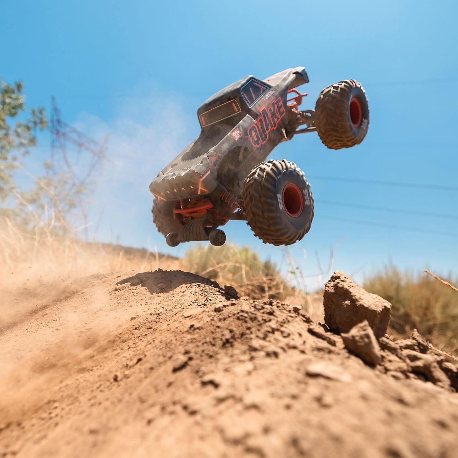 ARRMA RC Truck 1/10 Quake 223S 2WD RTR (Battery and Charger Not Included) Brushless Monster Truck, Red, ARA3537T1