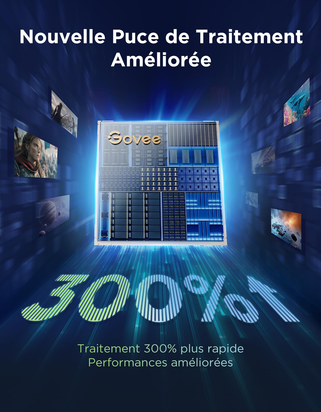 Govee Rétroéclairage TV 3 Pro Triple Caméra HDR, 5 en 1 RGBWWIC Bande LED