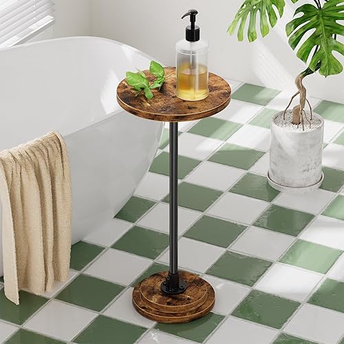 Miniatura 6 de Simple Trending Mesa auxiliar redonda, mesa de bebidas, mesa auxiliar, mesa de centro moderna con patas de madera maciza para sala de estar,