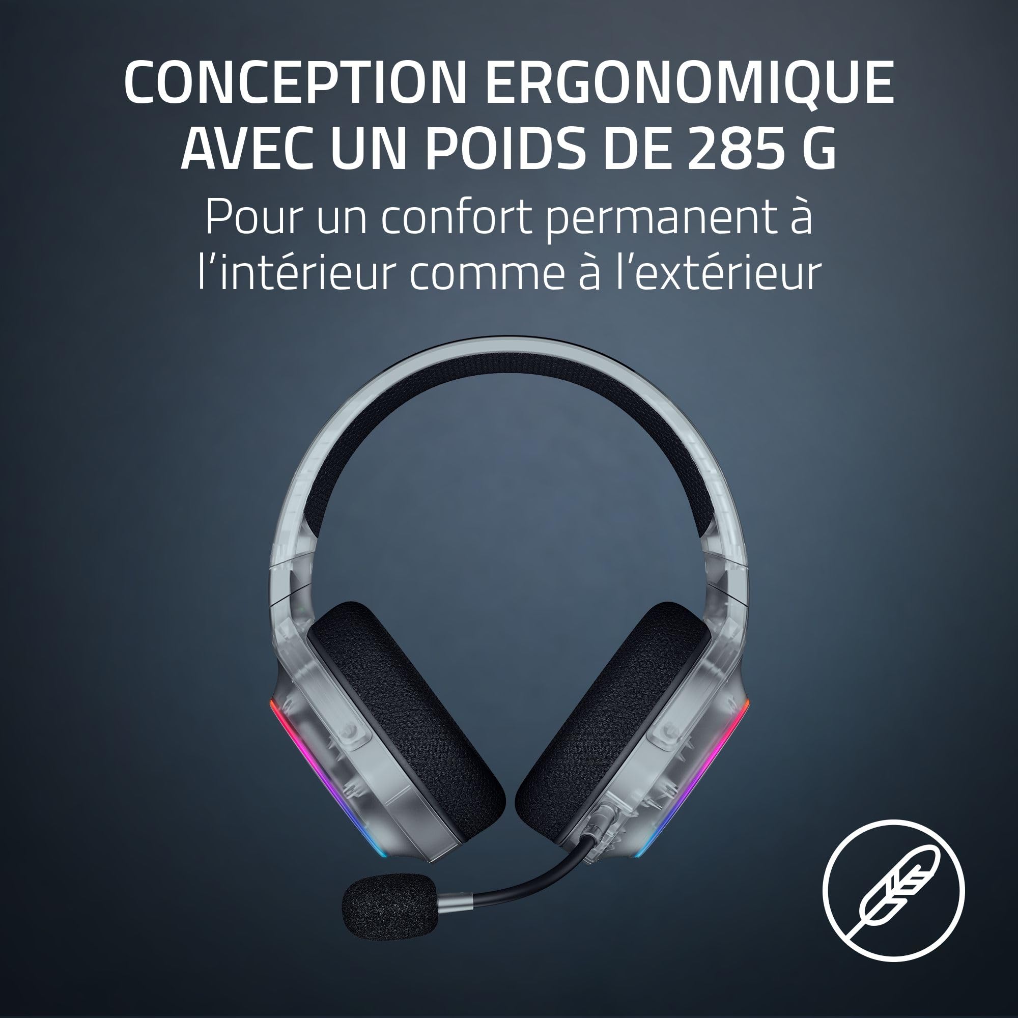 Razer Barracuda X Chroma Phantom White - Casque Gaming sans Fil Multi-Plateforme - 285g - Haut-parleurs Triforce 40mm - Double Connexion sans Fil HyperSpeed & Bluetooth - RGB | Édition Phantom White