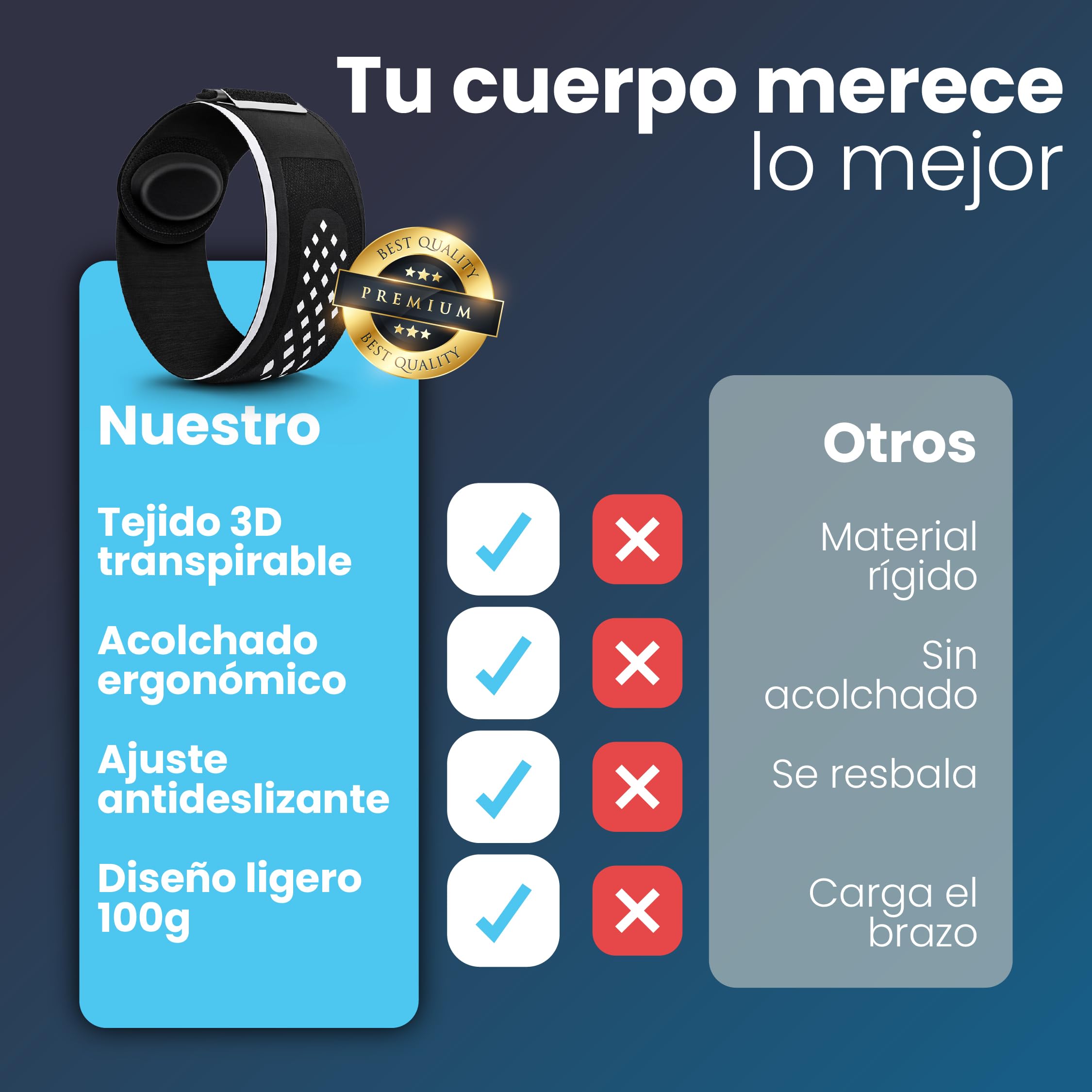 Cincha Epicondilitis Mujer y Hombre - Brazalete Codo de Tenista y Golfista - Codera para Pádel, Gimnasio y Tendinitis - Banda de Compresión Ajustable para Alivio del Dolor y Lesiones (Talla L) — view 7