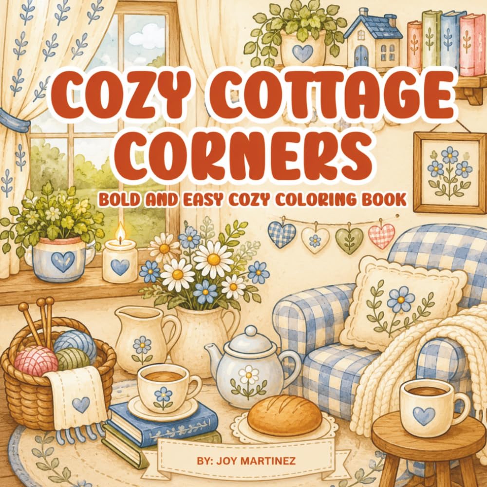 Cozy Cottage Corners: Bold and Easy Cozy Coloring Book: Bold and Easy Cozy Coloring Book for Adults, Teens & Kids | Simple Cottagecore Home Scenes, ... Series (a bold and easy cozy coloring book))