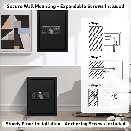 Miniatura 7 de TOTOY Caja de seguridad ignífuga de 2.0 pies cúbicos para el hogar con sensor de luz, seguridad digital para el hogar, caja de seguridad impermeable