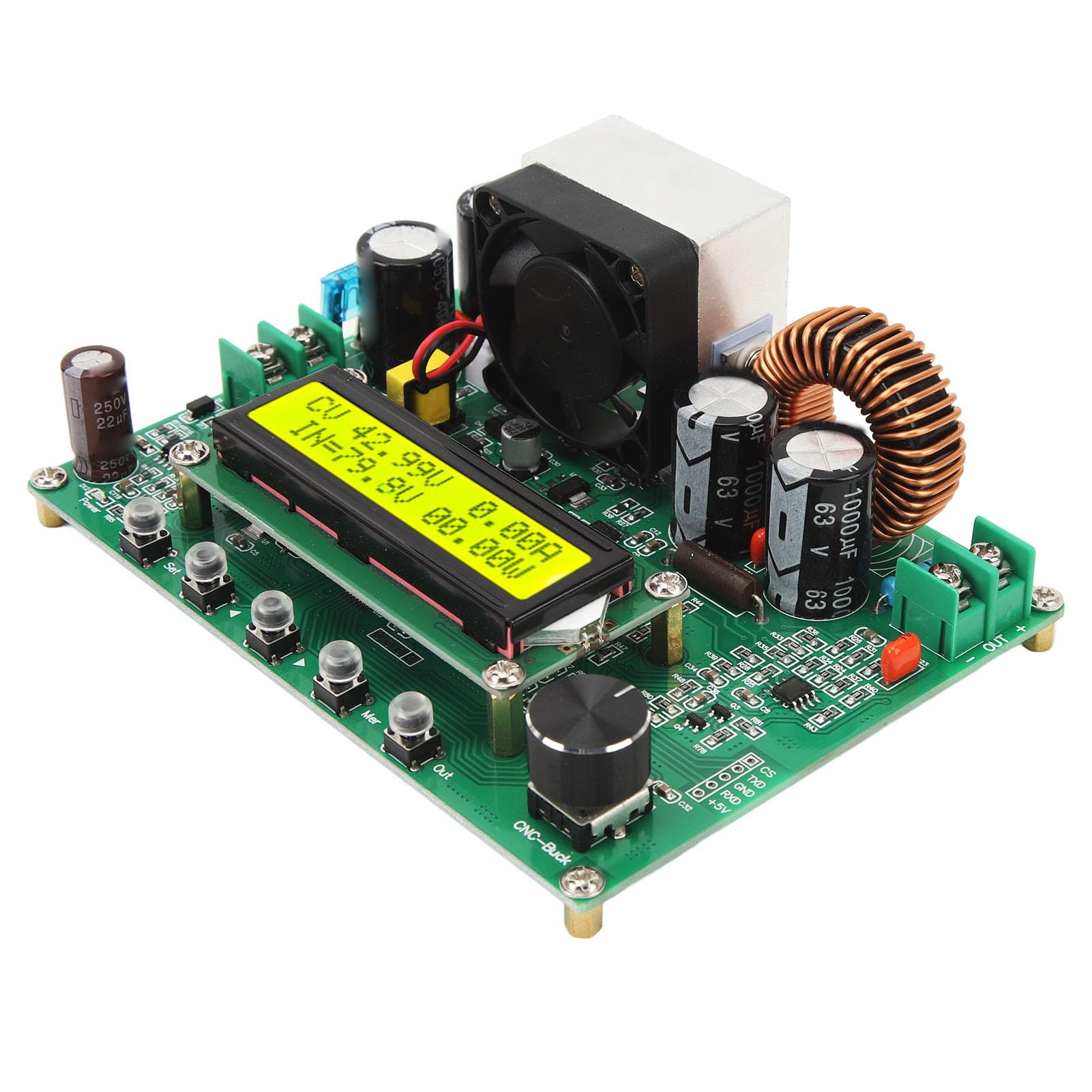 Hyuduo Przetwornica Prądu Stałego, moduł Przetwornicy Napięcia z regulacją Napięcia PCB, z Wyświetlaczem Cyfrowym i Wyjściem Stałoprądowym, do Stosowania w Zasilaczach Elektroniki
