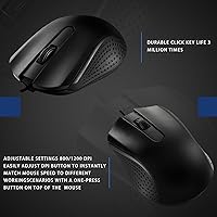 Vista 4 de Hoteam Ratón de computadora con cable, cable a granel, USB, mouse ergonómico con cable para PC, computadoras, portátiles, juegos, oficina, Negro