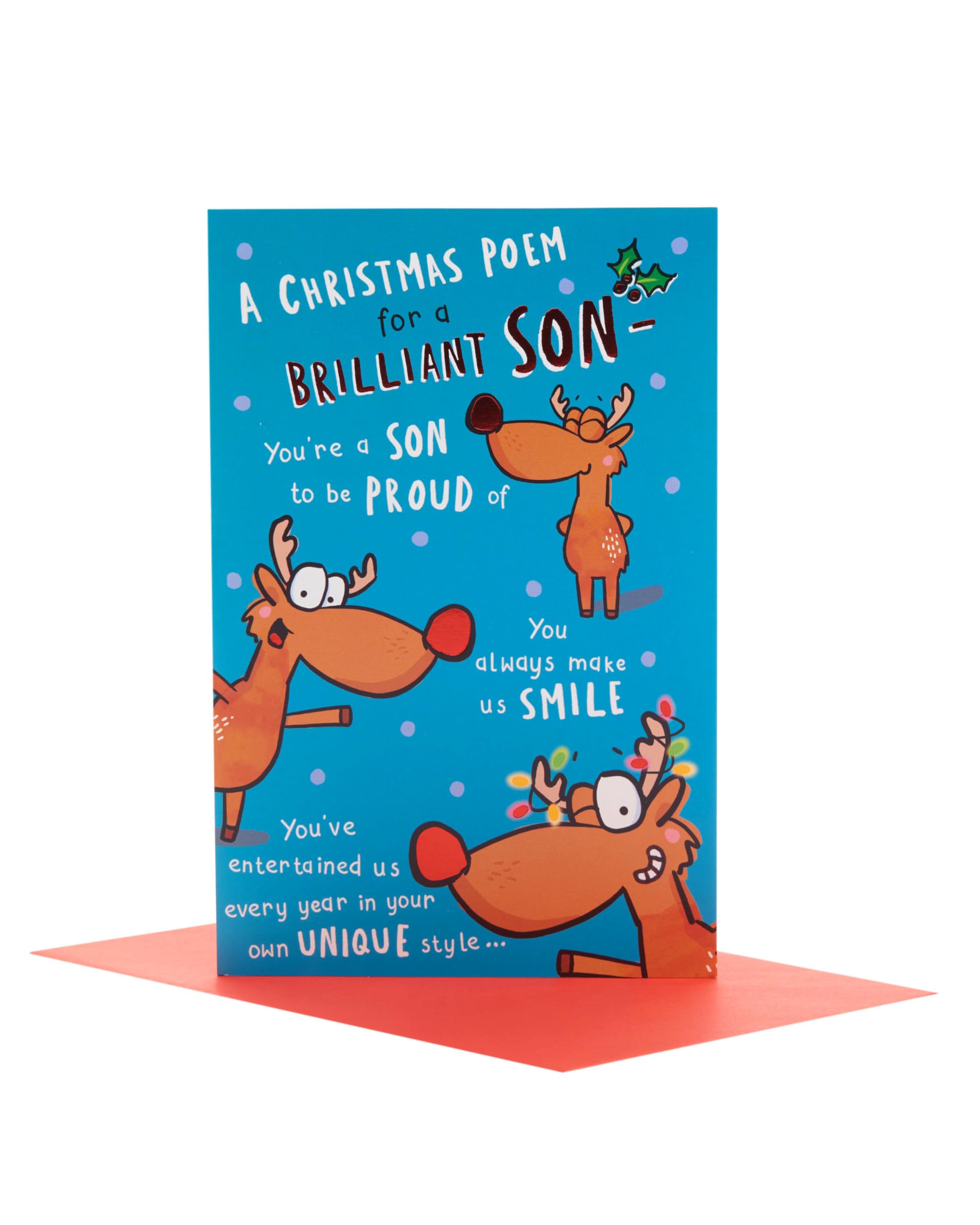 UK Greetings Christmas Card for Son - Funny Design