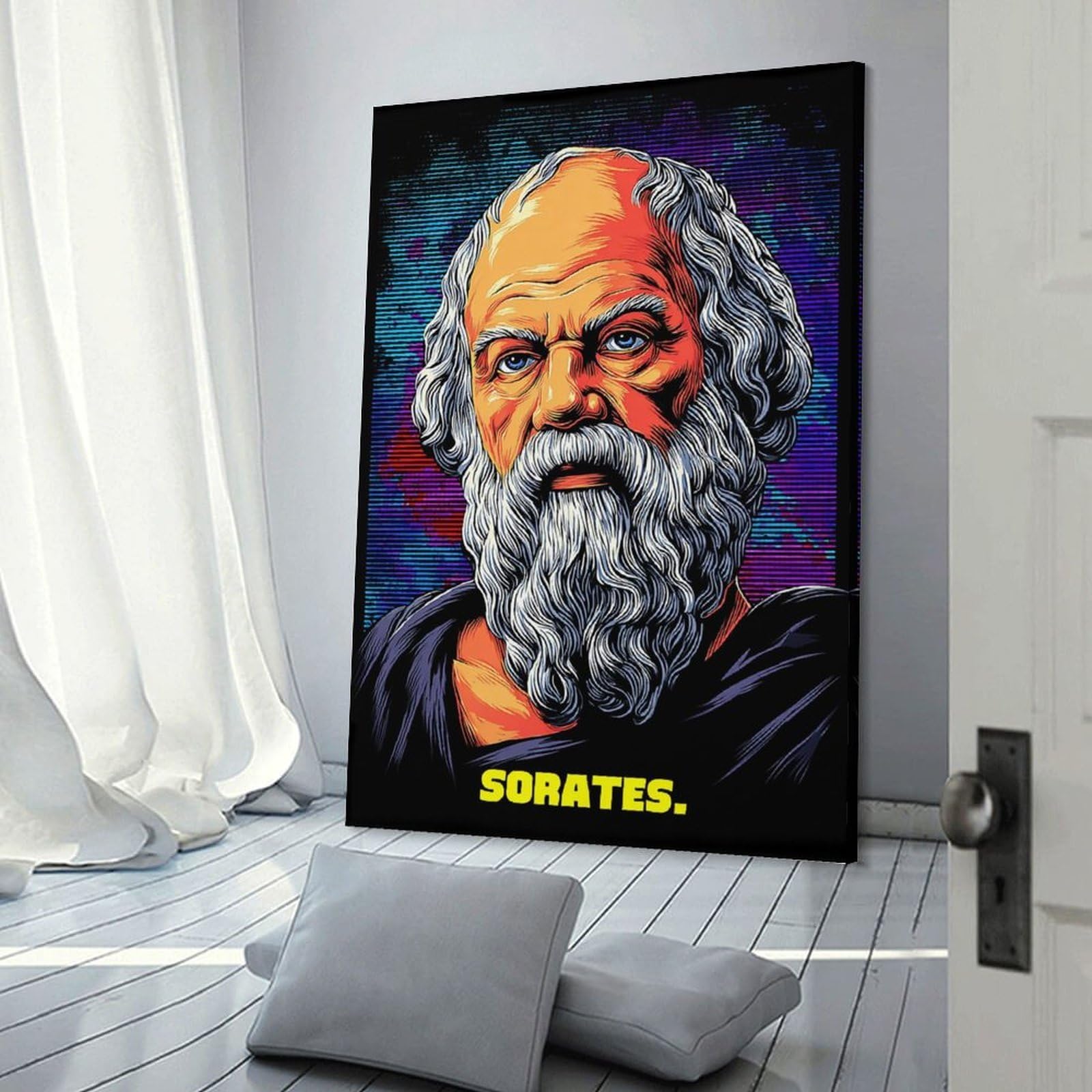 Junmoney Frame-Philosopher Sorates Ancient Wisdom For Moder Philosopher Sorates Ancient Wisdom For Modern Life Canvas Art Print 24X36inch(60X90cm), For New Homes, Bedrooms Or Workspaces, Gift Idea For Housewarming And Birthdays