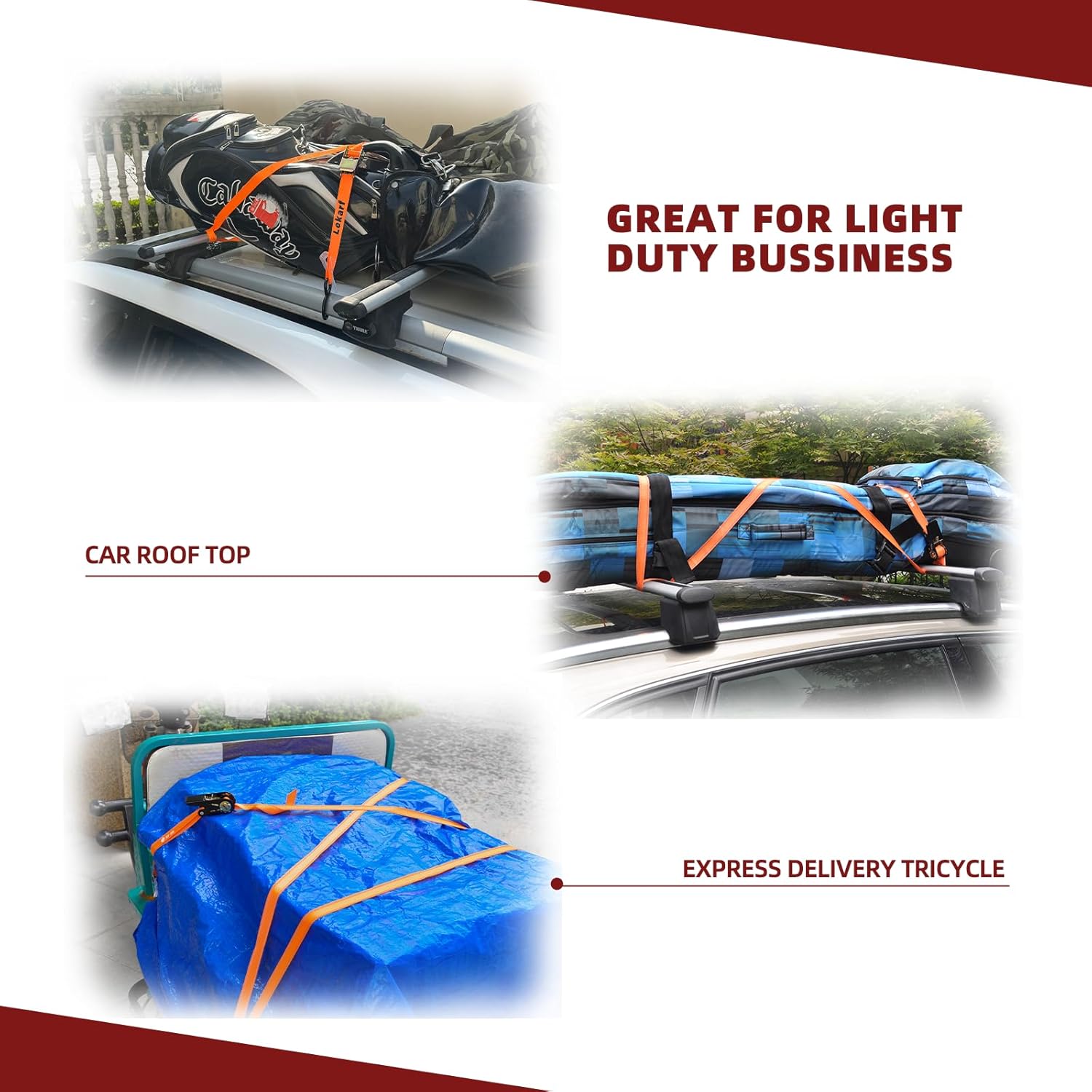 Lekarf Ratchet Straps, Economic Ratchet Tie Down, 4PC Pack 1”x15' with Breaking Load of 660Lbs, 4 Strap Protector and 1 Storage Bag Included for Luggage, Cargo, Furniture, Surfboard Control & Security