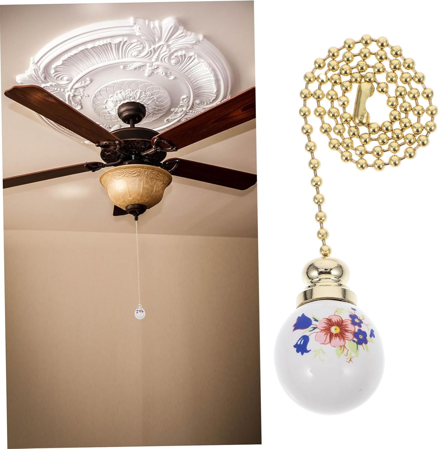 Vaguelly Retro Beaded Pull Chain for Ceiling Fans and Lights Decorative Easy Installation for Lamps and Fixtures